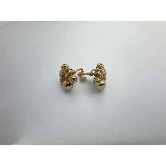 Vintage 1950s CORO Signed Gold Tone Textured Knot Clip-On Earrings - Picture 5 of 8